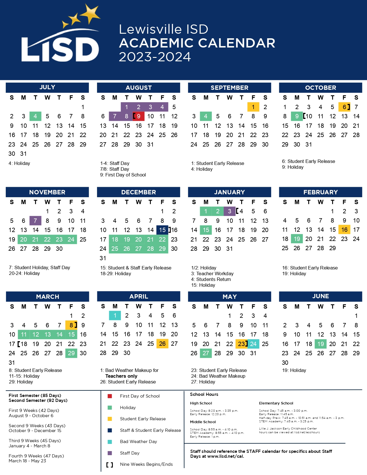 Leander ISD School Calendar With Holidays 2024 2025 PDF 